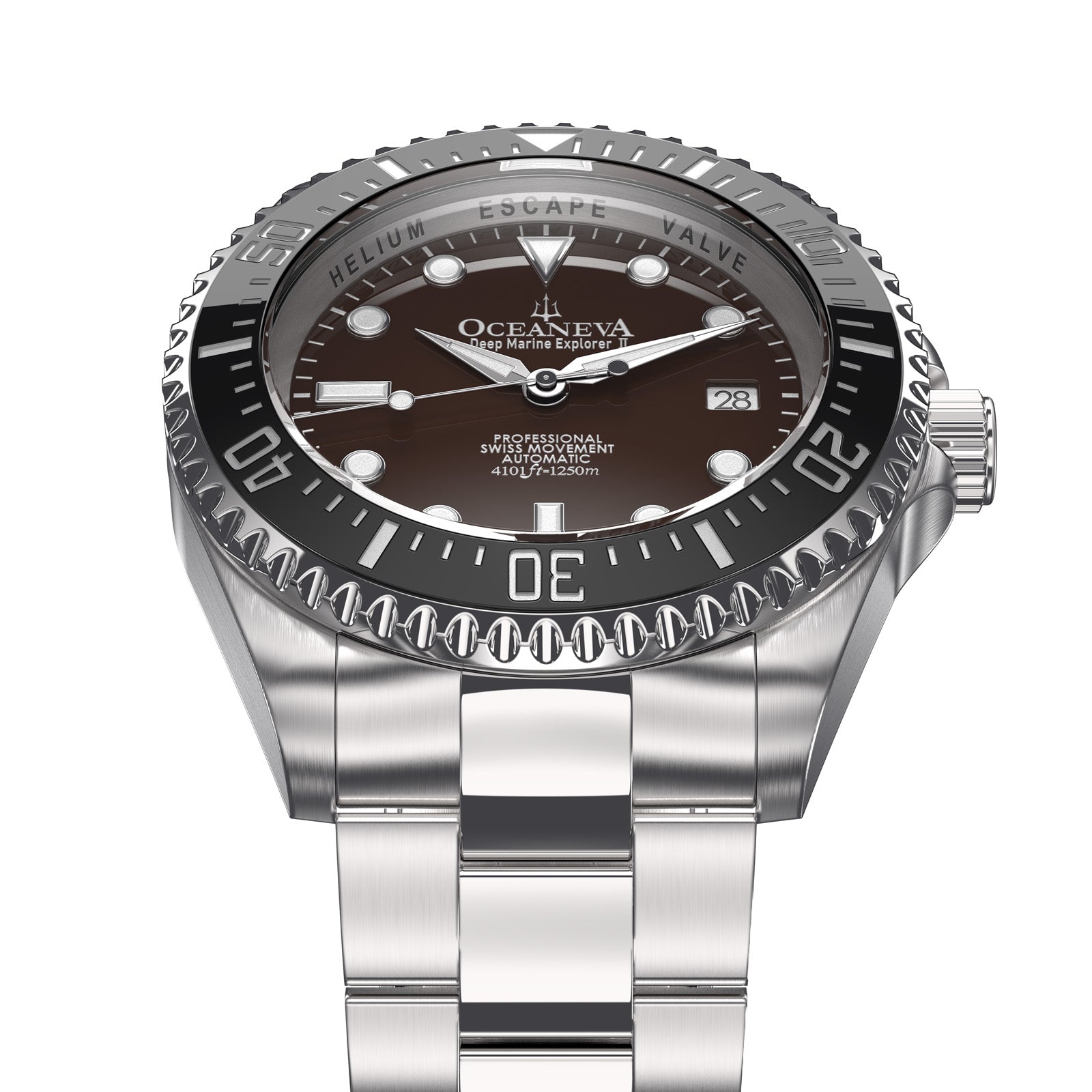 Deep Marine Explorer Swiss Automatic II Silver bezel | Brown Dial