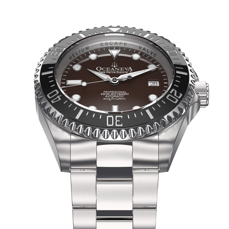 Deep Marine Explorer Swiss Automatic II Silver bezel | Brown Dial