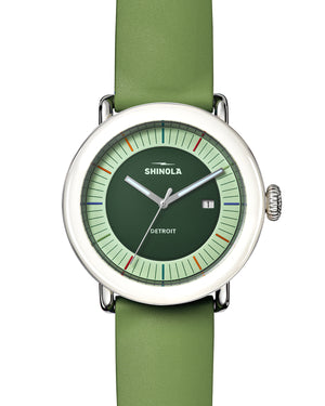Detrola 3HD 41mm, Light Olive Rubber Strap Deep Olive Deep Olive Dial