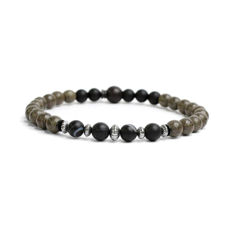 Gray Wood, Striped Black Agate M (7.25" Wrist) |  Dial