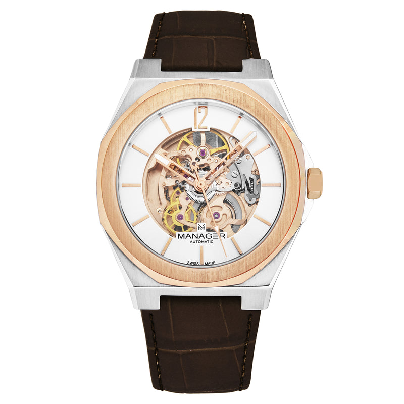 Open mind MAN-RO-05-BL / Silver / Leather | Silver Dial