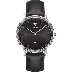 Bauhaus Black Dial Black Leather Strap 40mm Black Dial