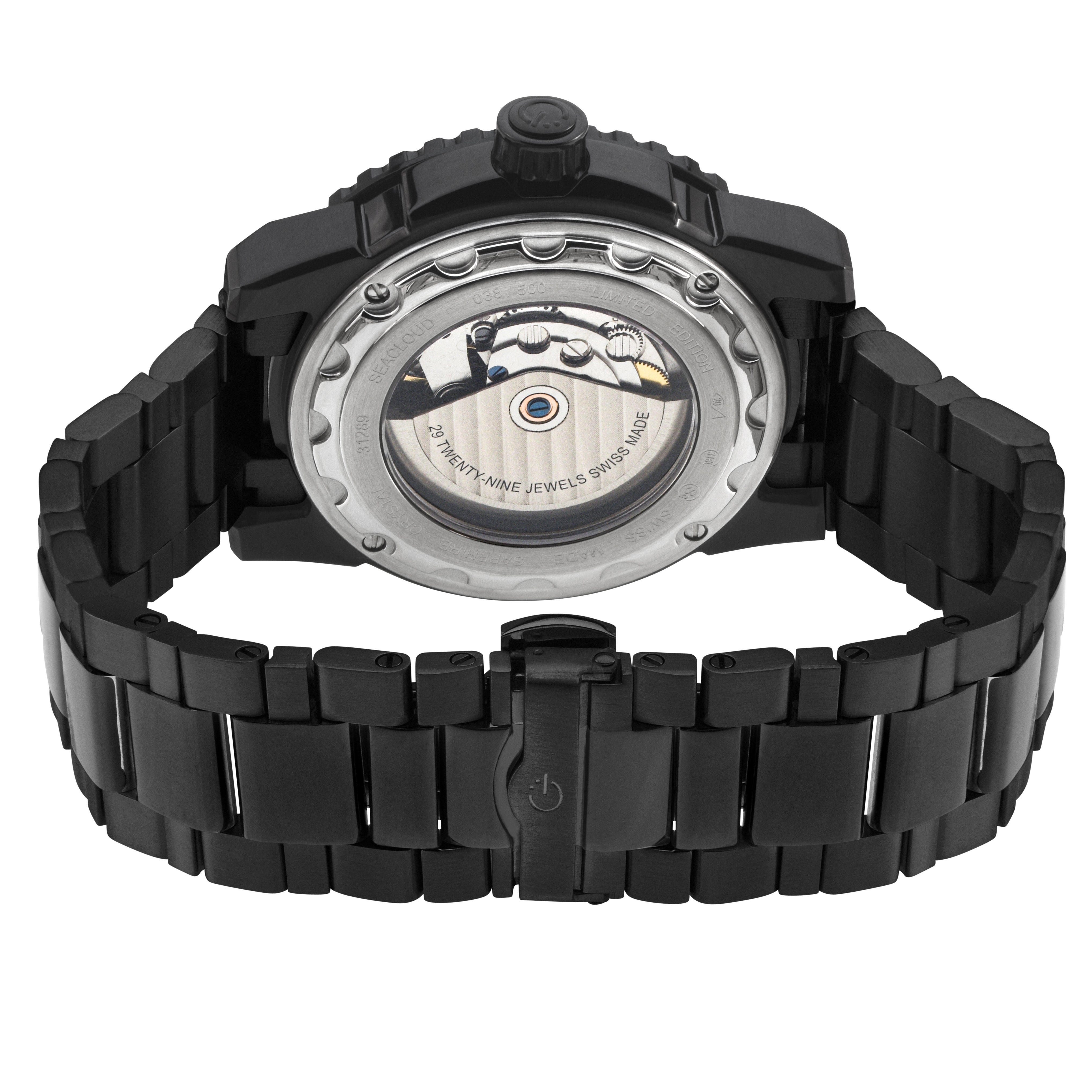 Seacloud Gevril Black PVD Black Dial Luminous Hands Swiss Made