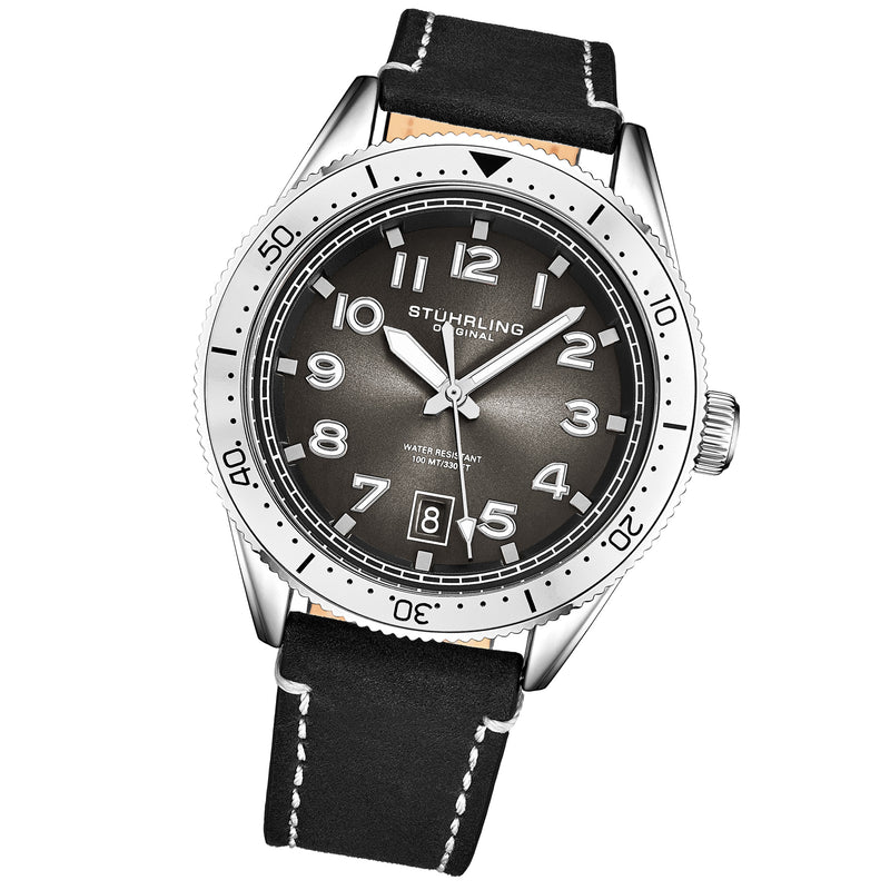 Monaco Black/Leather/Black Dial/Silver Case | Black Dial