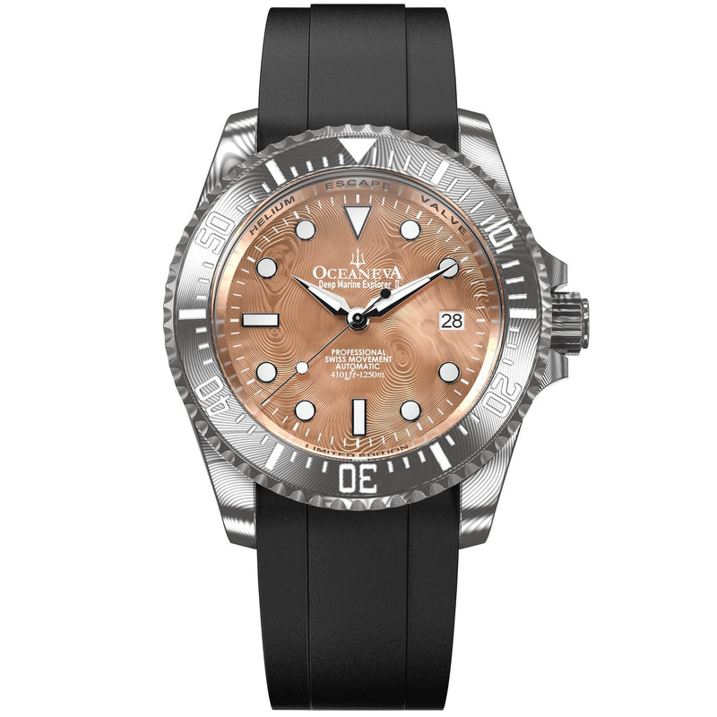 Damascus Swiss Automatic SW200 Deep Marine Explorer II Damascus/Rose Gold Damascus Dial | Rose Gold Dial