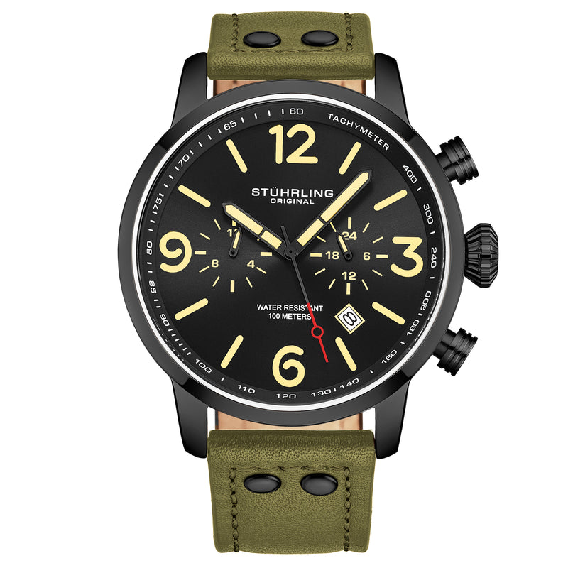 Aviator Green / Leather | Black Dial