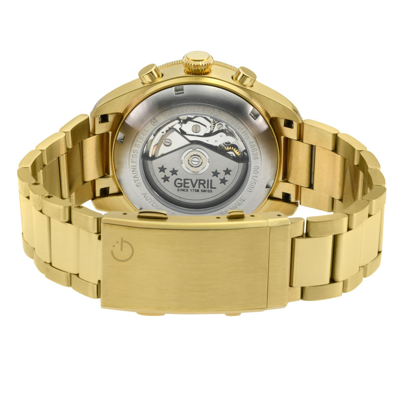 Yorkville - Chronograph Gevril Yorkville Swiss Automatic Chronograph  Watch, IPYG Case, Black/Gold bezel, Gray Dial, SS/IPYG Bracelet. | Gray Dial