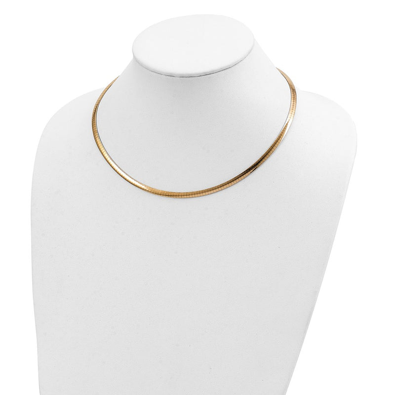 14k 4mm Reversible White & Yellow Domed Omega Necklace 1465 |  Dial