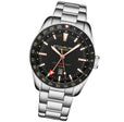Voyager GMT 4017 Quartz GMT 42mm Diver Silver/Stainless Steel | Black Dial