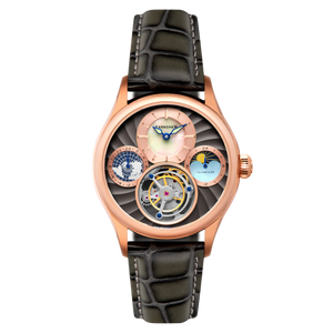 Celestial Huggins Tourbillon Mechanical Limited Edition Grey / Genuine Leather | Grey Dial