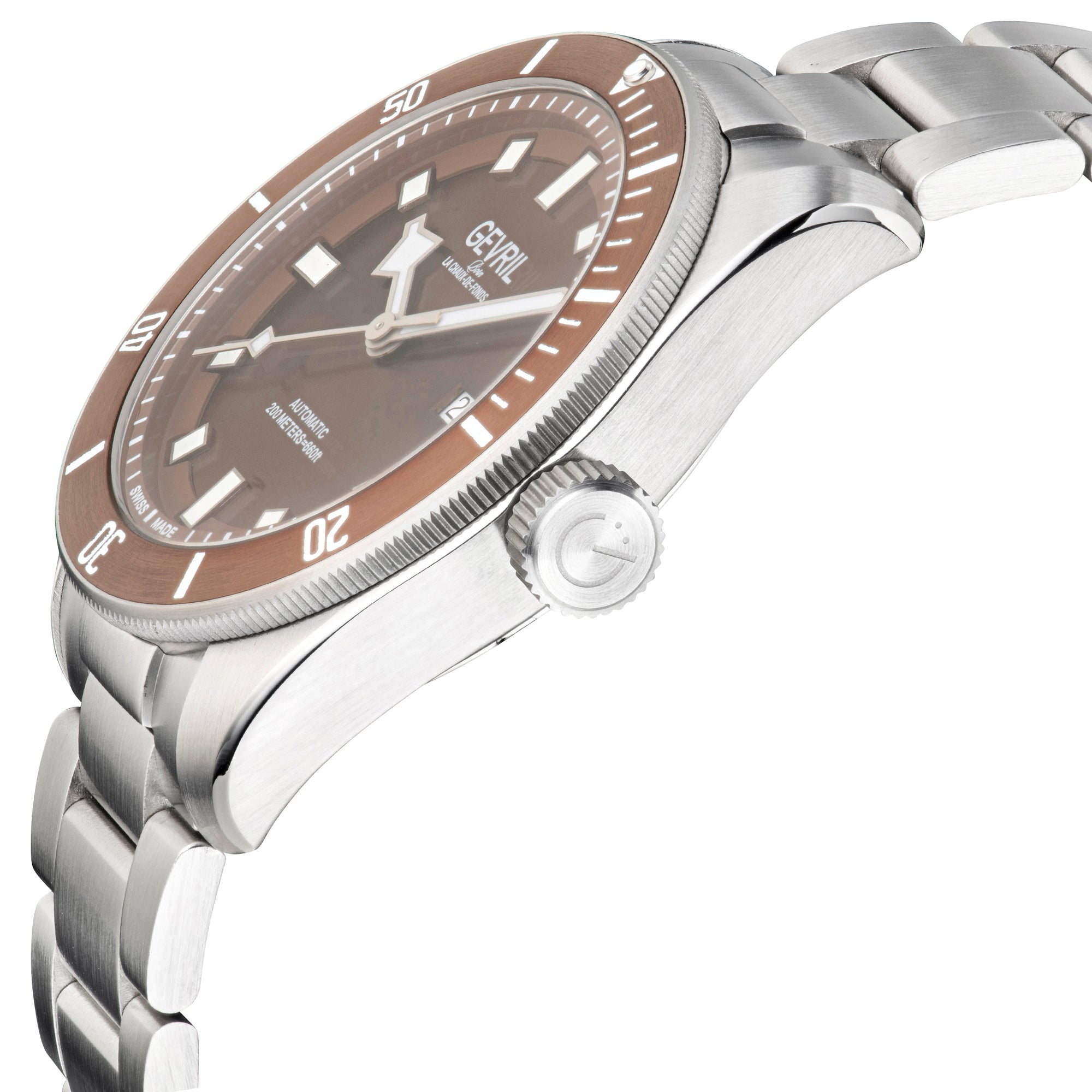 Yorkville Gevril Men's BrownDial Sellita SW200 Swiss Automatic Unidirectional Bezel Divers Watch | Brown Dial