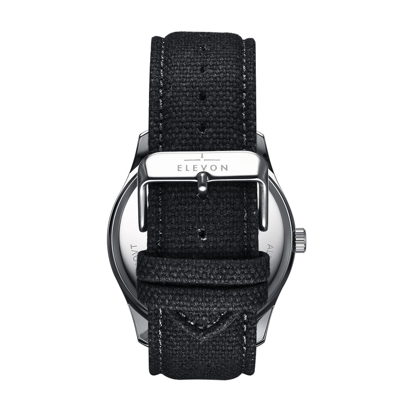 Crosswind Canvas-Overlaid Leather-Band Watch w/ Date Black | Black Dial