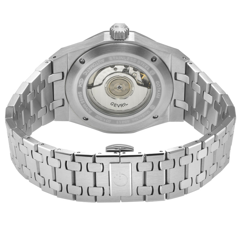 Gotham Swiss Automatic Movement, Black Embossed Dial, Silver Counter  316L SS Bracelet | Black Dial
