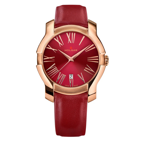 Women's Red Dial, 5N Rose Gold Case and Red Leather Strap