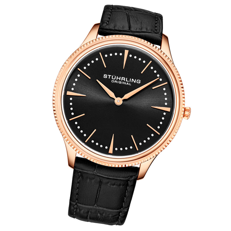 Symphony Black/Leather/Black Dial/Rose/Rose  Case | Black Dial
