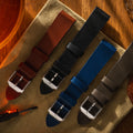 STRAP, 20mm, ITALIAN LEATHER, CROSS HATCH, STEEL BUCKLE, BLACK, STANDARD ITALIAN LEATHER, CROSS HATCH