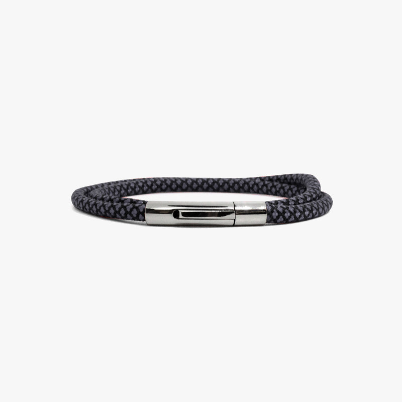 Charcoal Cord  Wrap, Polished Silver Closure M (7.25" Wrist) |  Dial