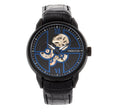 Automatic Sanford Semi-Skeleton Leather-Band Watch Black | Black Dial