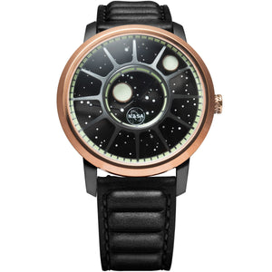 NASA Apollo 15 American Automatic Lunar Module Rose gold/black leather strap | Black Dial