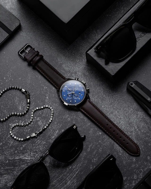THE CHRONO S2 - BLUE/BROWN Blue/Brown | Blue Dial