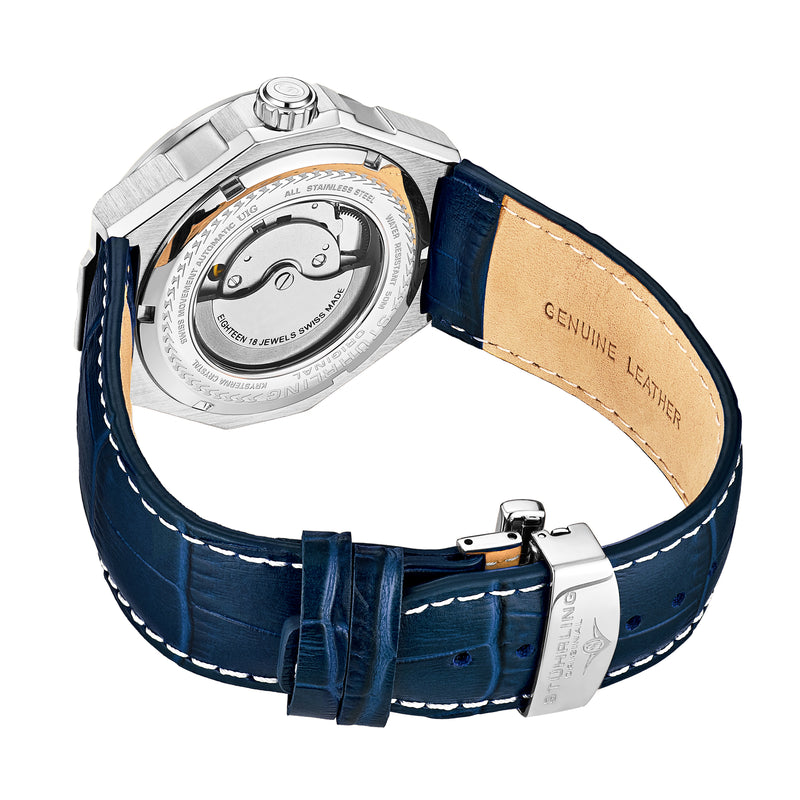 Legacy Blue/Silver/White Leather | Black Dial