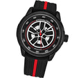 Aviator Black and red/Rubber/Black/Silver Dial/Black Case | Black Dial