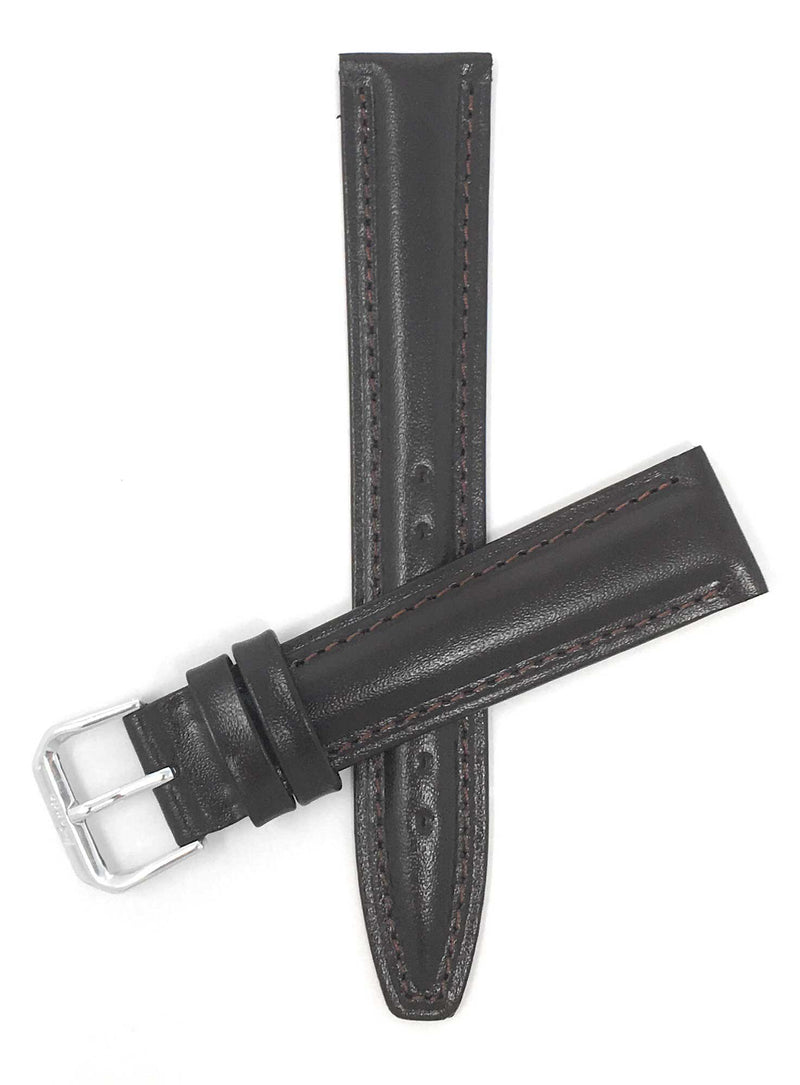 Bandini 20mm Extra long - Brown Italian Leather Watch Band - Classic - Padded 20mm Extra long / Brown / Silver Buckle |  Dial
