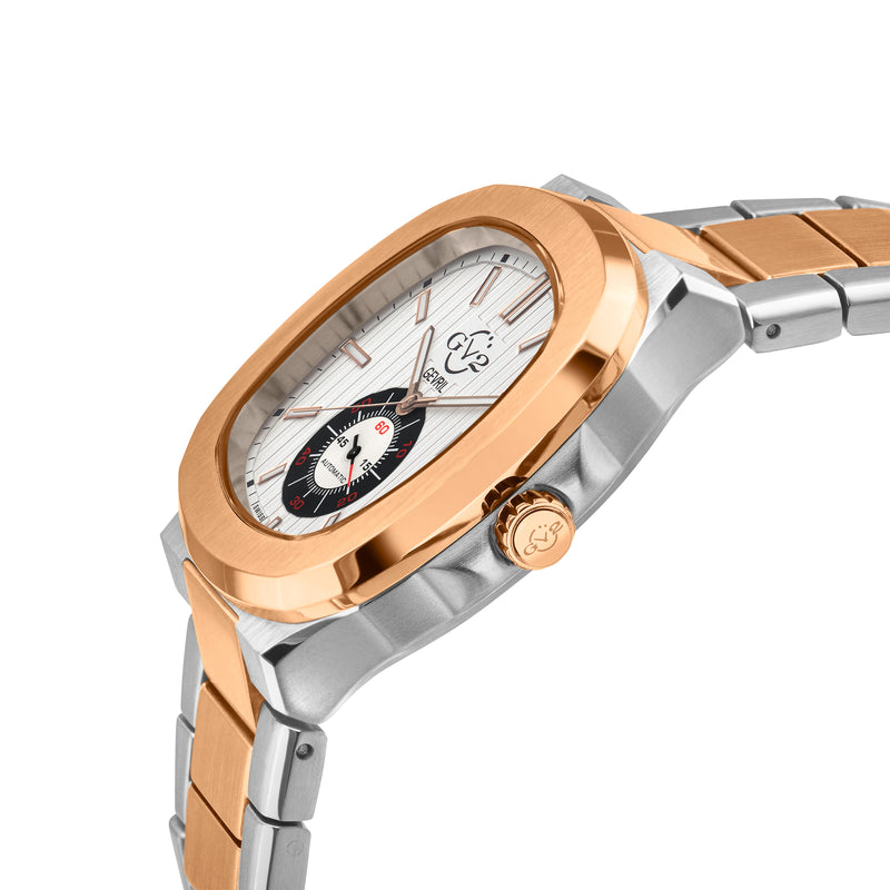 Potente Silver/White, Two toned IPRG band, Swiss Automatic Dress Watch | White Dial