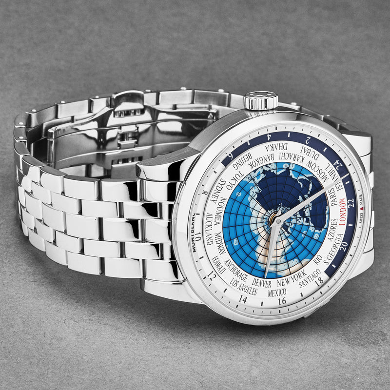Heritage 112309 / Silver / Blue World Map | Silver / Blue World Map Dial