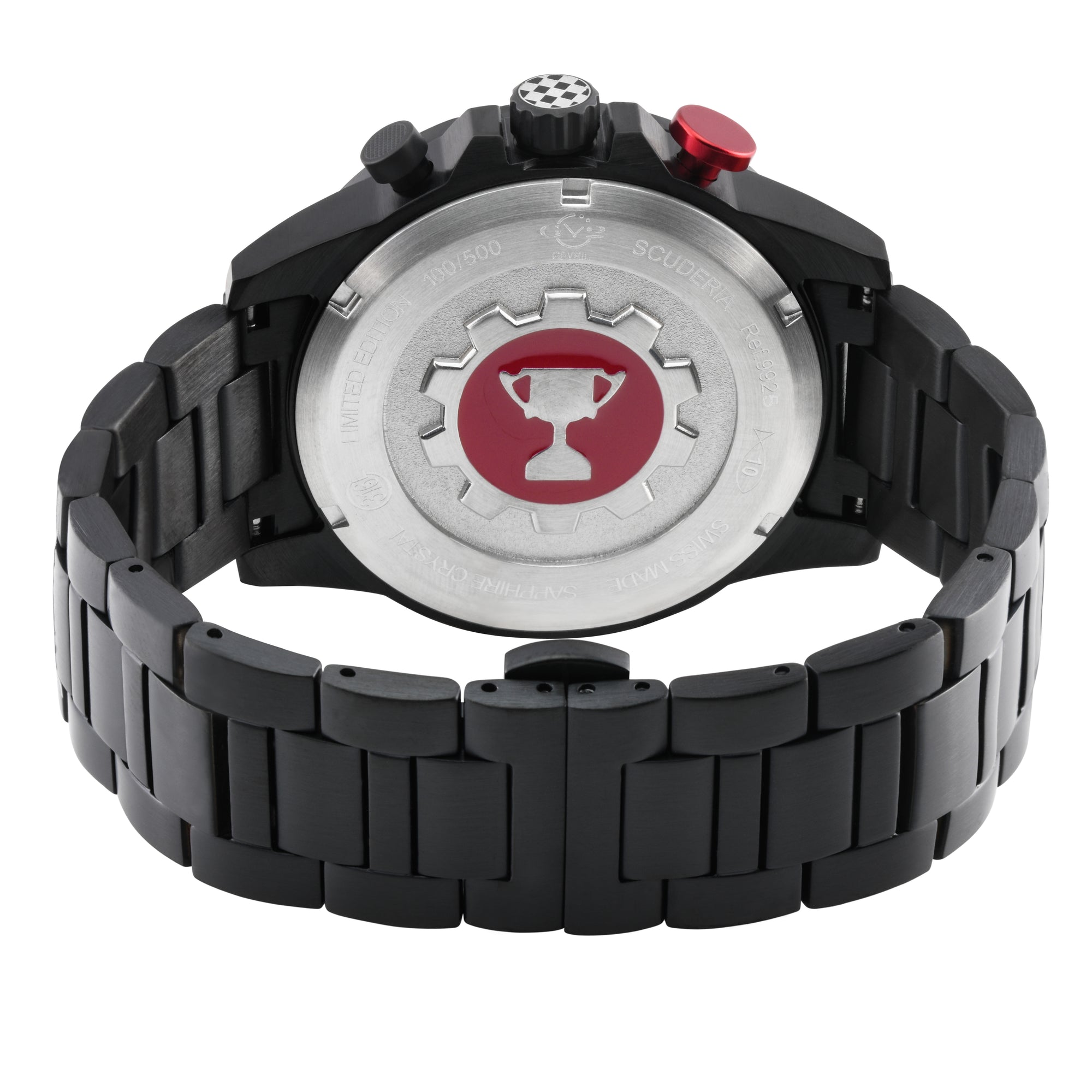 Scuderia Swiss Made Chronograph alarm, metal band Black red | Black Dial