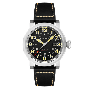 Le Pilote Automatic Black / Black Leather | Black Dial