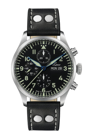 Kiel.2 Schwarz 43 Black Chronograph  Dial / Black Leather Strap Black Dial