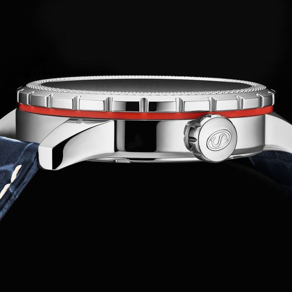 Global Voyager GMT 42mm World Timer Watch Blue/Leather | Blue Dial