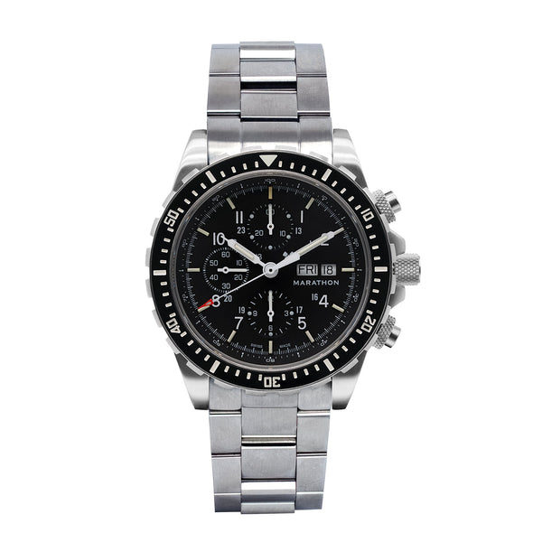 Jumbo Chronograph Search and Rescue Auto Black NGM/Steel Bracelet Matte Black Dial