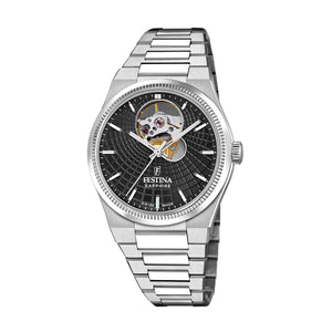 Rive Open Heart Black / Stainless Steel | Black Dial