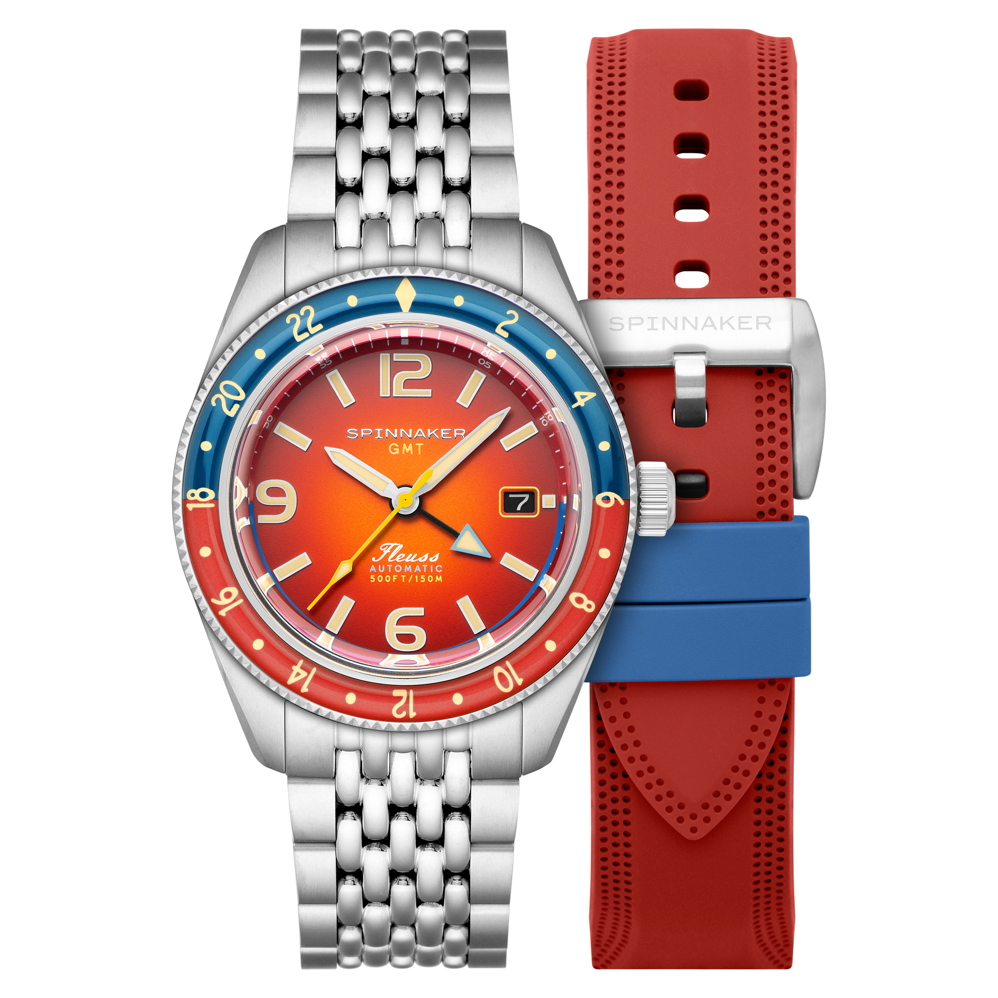Fleuss GMT Automatic Red/Stainless Steel | Red Dial