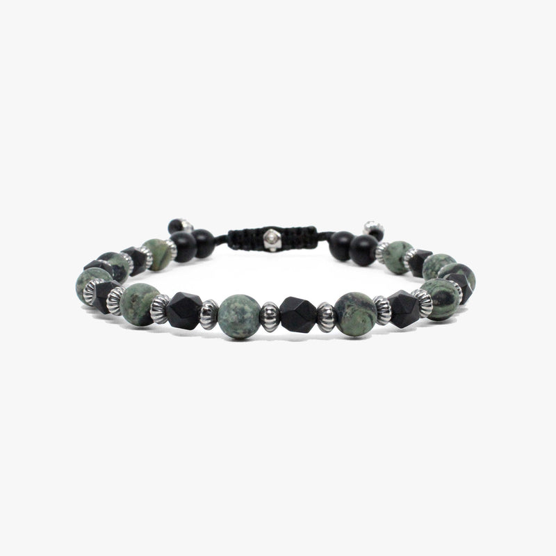 Faceted Onyx, Sterling, Green Jasper Gemstone  |  Dial