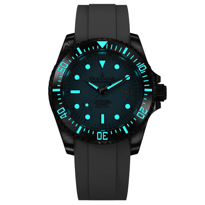 Damascus Swiss Automatic SW200 Deep Marine Explorer II Damascus/Light Blue Dial/White Strap | Light-blue Dial