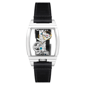 Discovery Wolver Bridge Mechanical Black & Silver / Genuine Leather | Transparent Dial