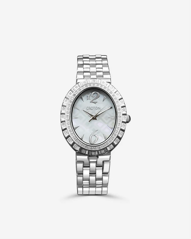 Croton Ladies Silvertone Swiss Quartz "Ballroom" Watch with Patterned Mother of Pearl Dial  |  Dial