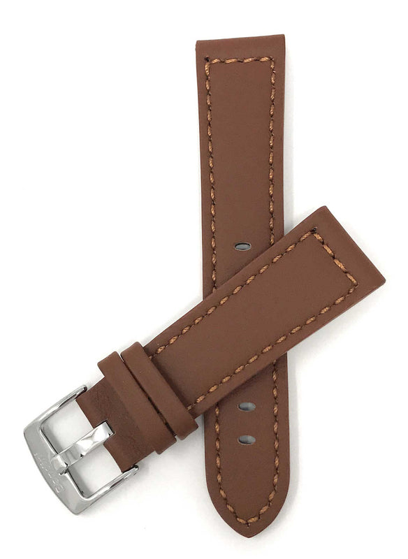 Bandini 20mm Tan Italian Leather Watch Band - Racer - Padded 20mm / Tan / Silver Buckle |  Dial