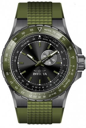 Aviator Men Black Dial / Green Silicone Strap Black Dial