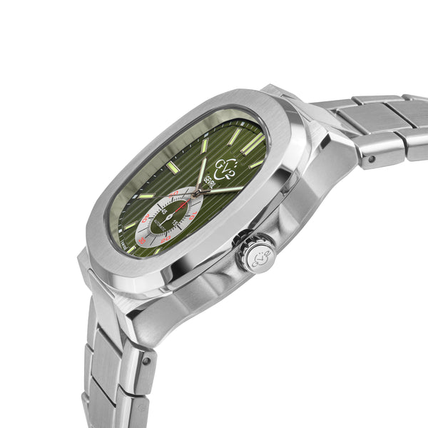 Potente Silver/Green,Silver band, Swiss Automatic Dress Watch | Green Dial