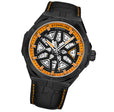Legacy Black/Black & Orange Leather | Black & Orange Dial