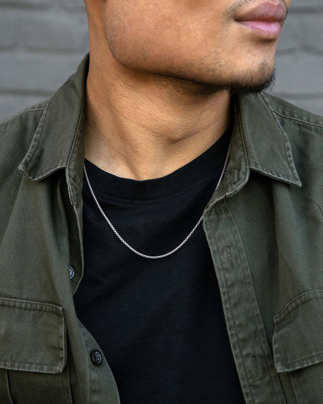 Box Chain Necklace, 2MM Sterling Silver