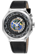 Marchese GV2 Men's Marchese IPYG Case, Black/Gold  Dial,  Genuine Italian Black Leather Strap with White Stitching | Black Dial