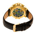 Aura Semi-Skeleton Genuine Leather-Band Watch Gold/White | Multi-colored Dial