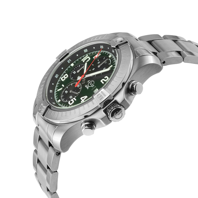T38 GV2 Swiss Quartz Chronograph, 316L Case, Green Enamel Dial, 316L Bracelet | Green Dial