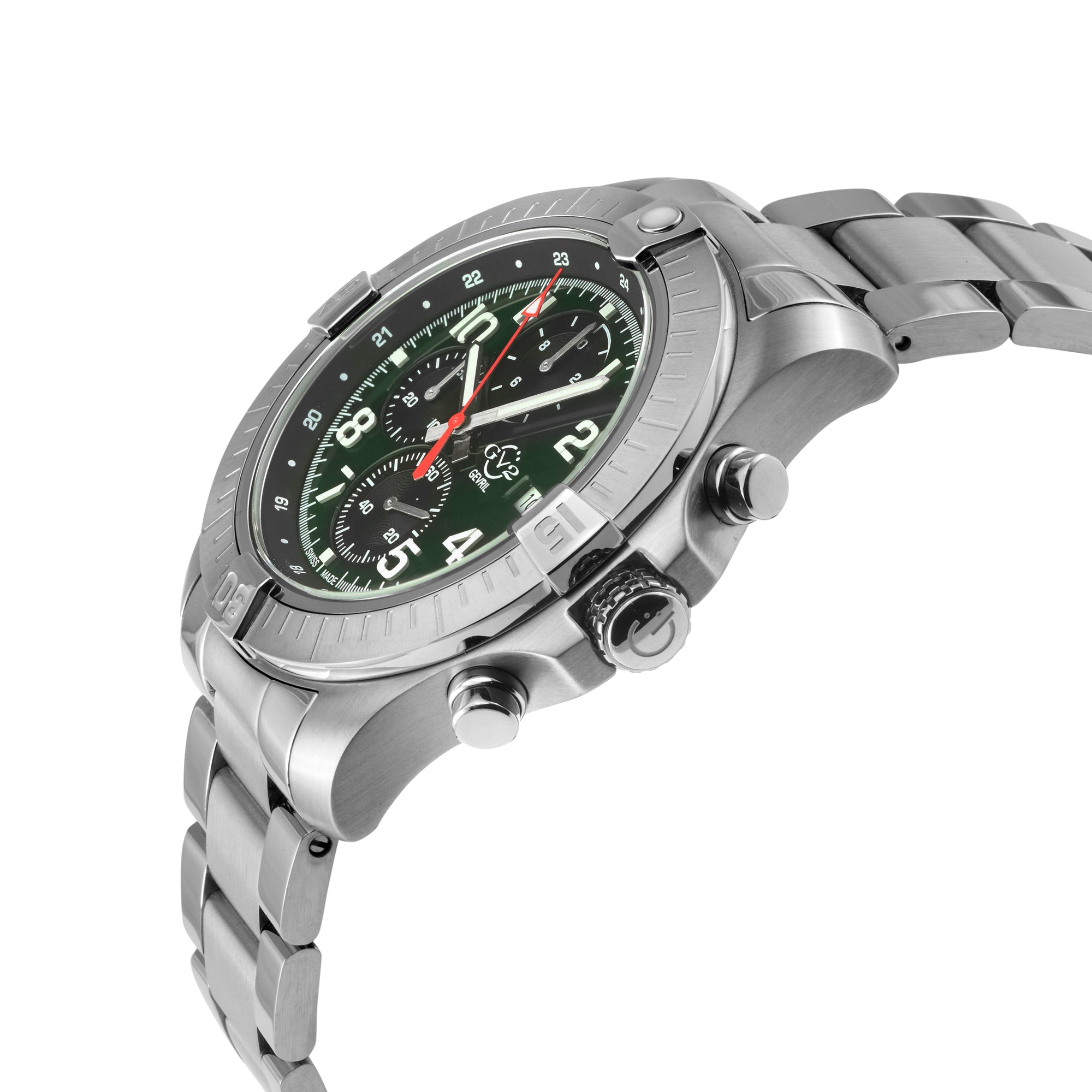 T38 GV2 Swiss Quartz Chronograph, 316L Case, Green Enamel Dial, 316L Bracelet | Green Dial