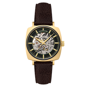City Of London Moorgate Skeleton Automatic Black / Genuine Leather Strap | Black Dial